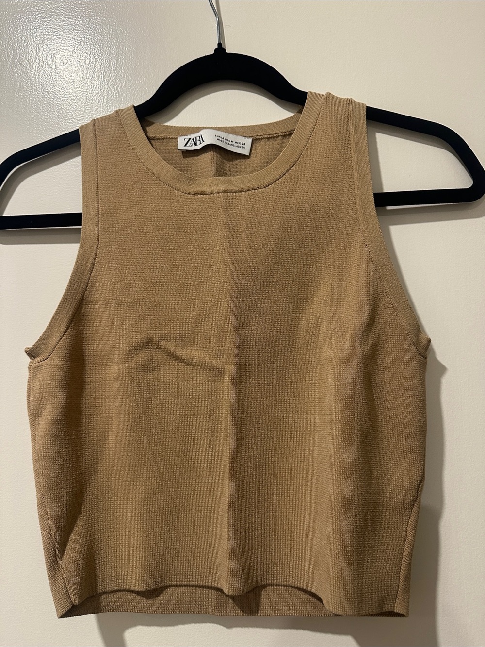 Zara Women's Camel Knit Sleeveless crop Top